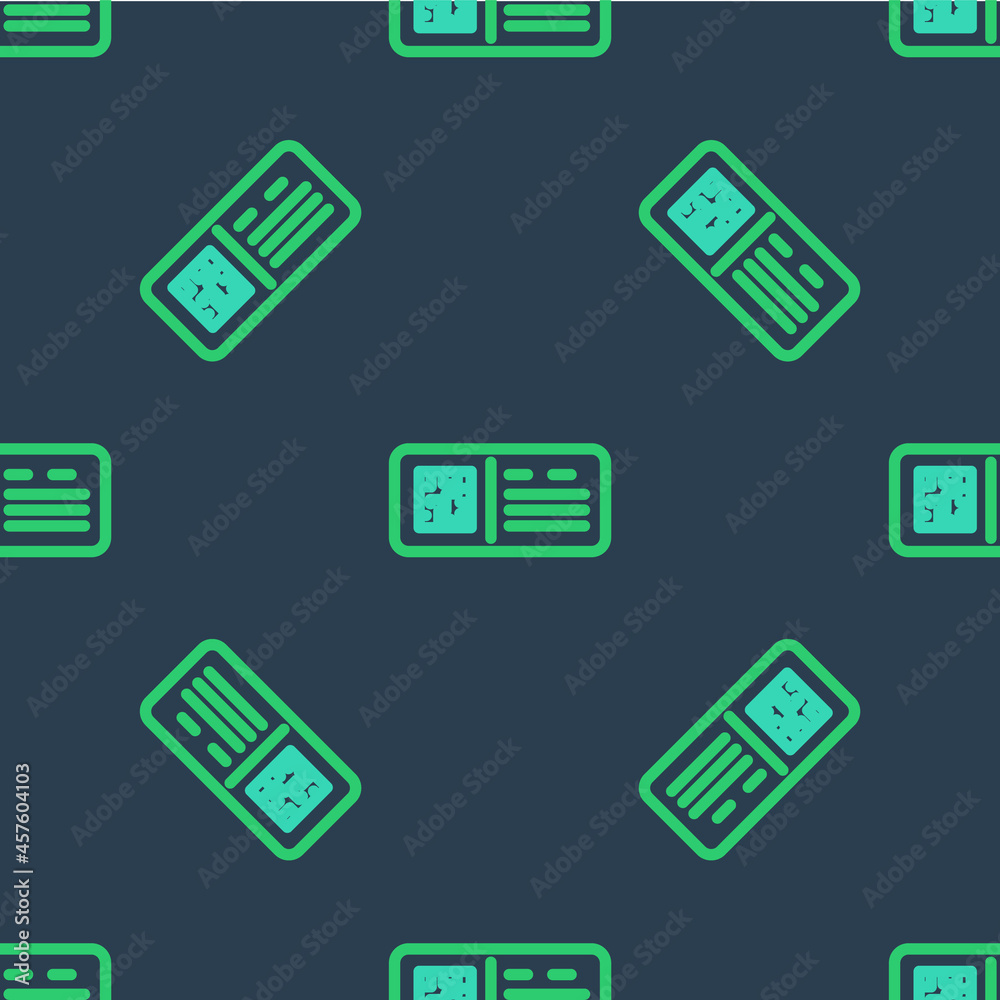 Line QR code ticket train icon isolated seamless pattern on blue background. Vector Line QR code ticket train icon isolated seamless pattern on blue background. Vector