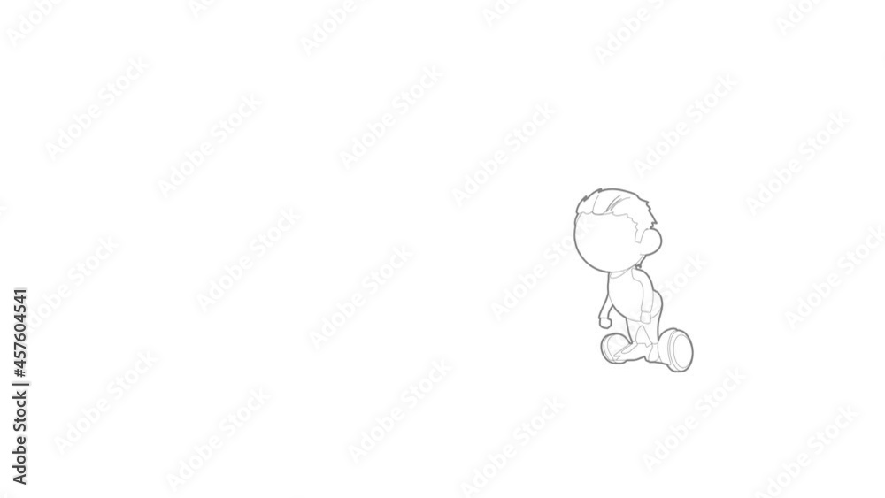 Boy on segway icon animation best outline object on white background Boy on segway icon animation best outline object on white background