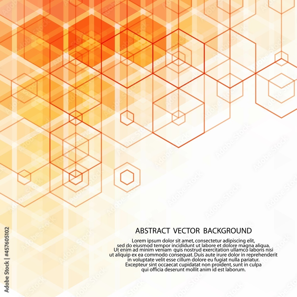 colorful geometric background. orange hexagon. layout for presentation. eps 10