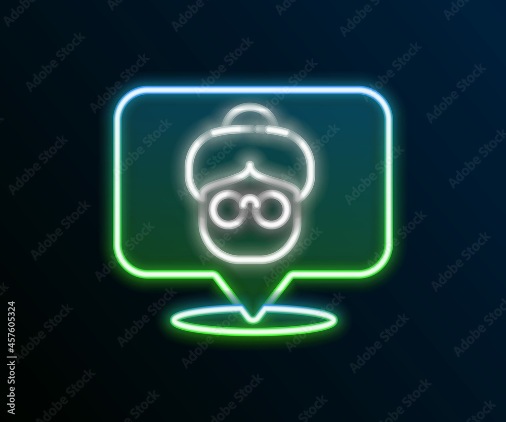 Glowing neon line Nursing home building icon isolated on black background. Health care for old and sick people. Center for retired people. Colorful outline concept. Vector Glowing neon line Nursing home building icon isolated on black background. Health care for old and sick people. Center for retired people. Colorful outline concept. Vector