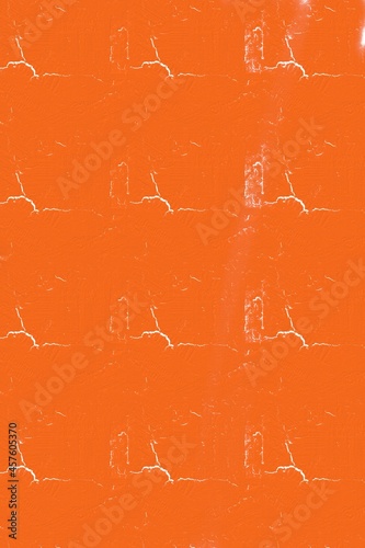 abstract cracks on bright brick orange dry gouache texture wallpaper background
