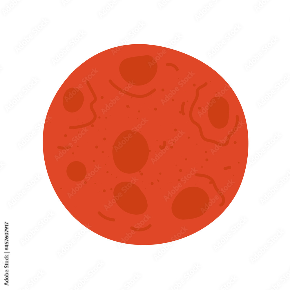 Red moon with lunar craters on surface drawing colored icon. Vector isolated eps symbol Red moon with lunar craters on surface drawing colored icon. Vector isolated eps symbol