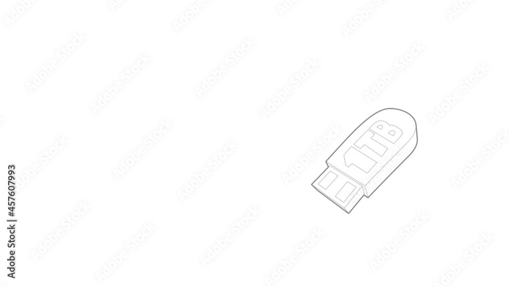 Flash drive icon animation best outline object on white background Flash drive icon animation best outline object on white background