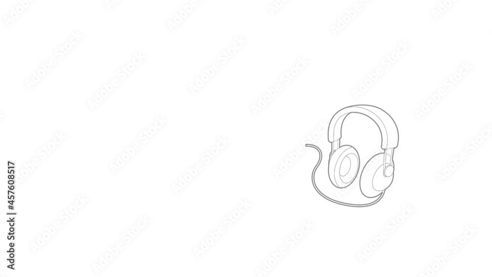 Headset icon animation best outline object on white background Headset icon animation best outline object on white background