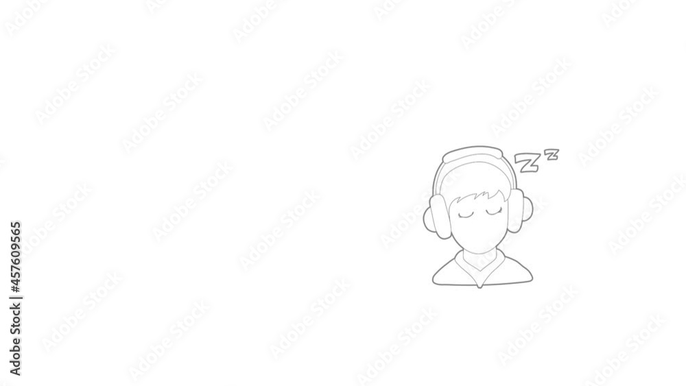 Sleeping boy icon animation best outline object on white background