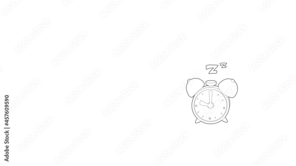 Alarm clock icon animation best outline object on white background Alarm clock icon animation best outline object on white background