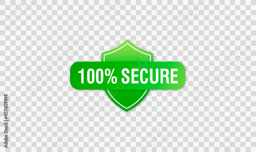 100 Secure grunge vector icon. Badge or button for commerce website. Sign on transparent background