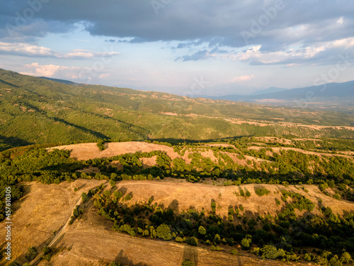 Aerial sunset view of Ograzhden Mountain  Bulgaria