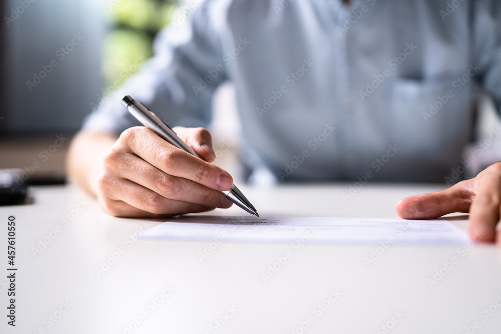 Writing And Signing Check Document Writing And Signing Check Document