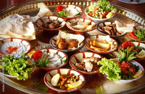 Middle eastern or arabic dishes and assorted meze