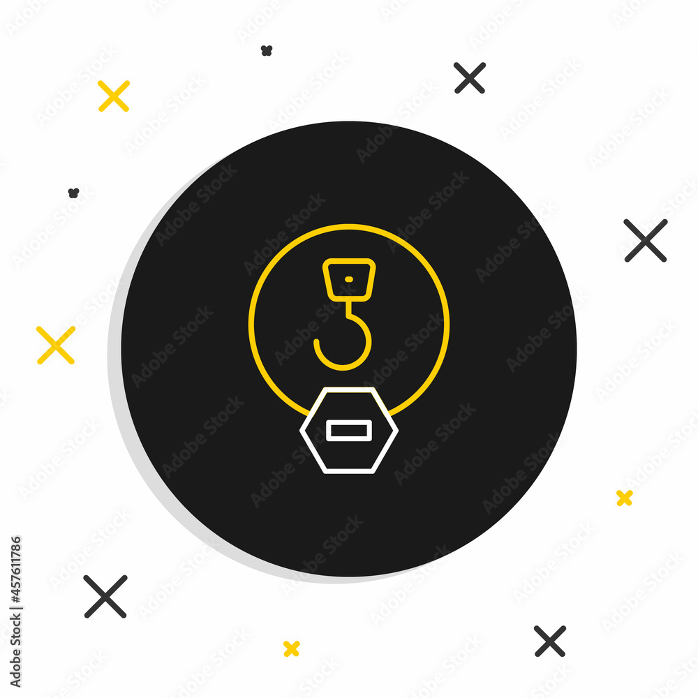 Line Industrial hook icon isolated on white background. Crane hook icon. Colorful outline concept. Vector