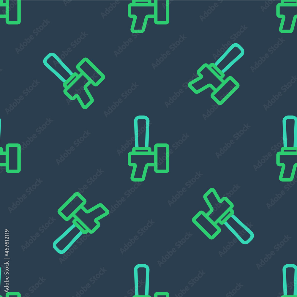 Line Beer tap icon isolated seamless pattern on blue background. Vector Line Beer tap icon isolated seamless pattern on blue background. Vector