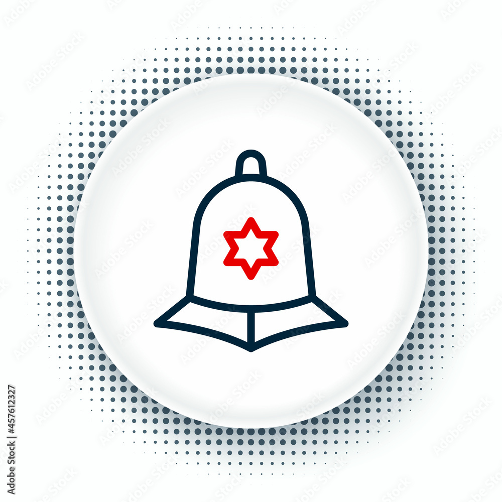 Line British police helmet icon isolated on white background. Colorful outline concept. Vector Line British police helmet icon isolated on white background. Colorful outline concept. Vector