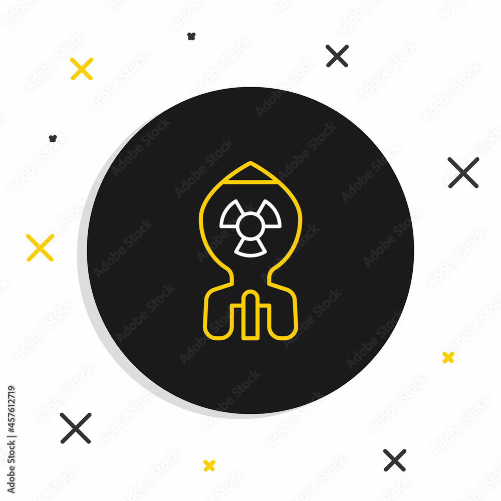Line Nuclear bomb icon isolated on white background. Rocket bomb flies down. Colorful outline concept. Vector Line Nuclear bomb icon isolated on white background. Rocket bomb flies down. Colorful outline concept. Vector