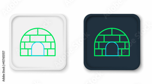Line Igloo ice house icon isolated on white background. Snow home, Eskimo dome-shaped hut winter shelter, made of blocks. Colorful outline concept. Vector