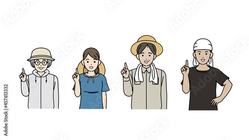 農業　農家　教える　説明　話す　アドバイス　男女　イラスト素材
