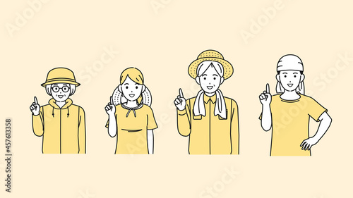 農業　農家　教える　説明　話す　アドバイス　男女　イラスト素材