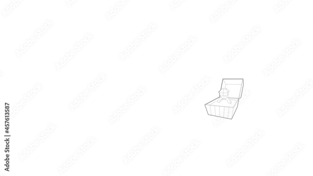 Open box with ring icon animation best outline object on white background Open box with ring icon animation best outline object on white background