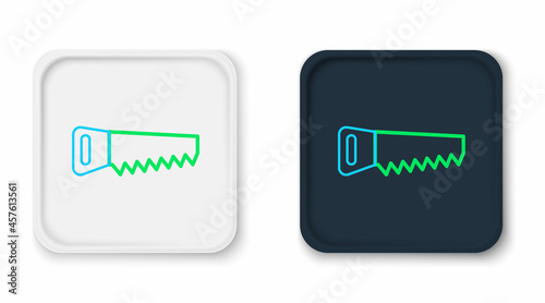 Line Hand saw icon isolated on white background. Colorful outline concept. Vector