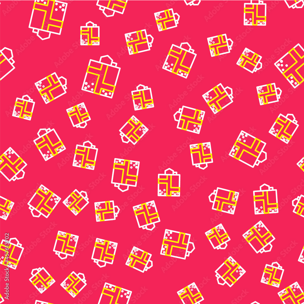 Line Mine entrance icon isolated seamless pattern on red background. Vector Line Mine entrance icon isolated seamless pattern on red background. Vector