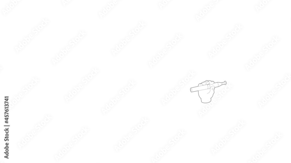 Hand holding e-cigarette icon animation best outline object on white background Hand holding e-cigarette icon animation best outline object on white background