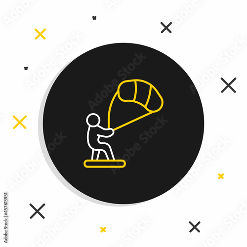 Line Kitesurfing icon isolated on white background. Colorful outline concept. Vector