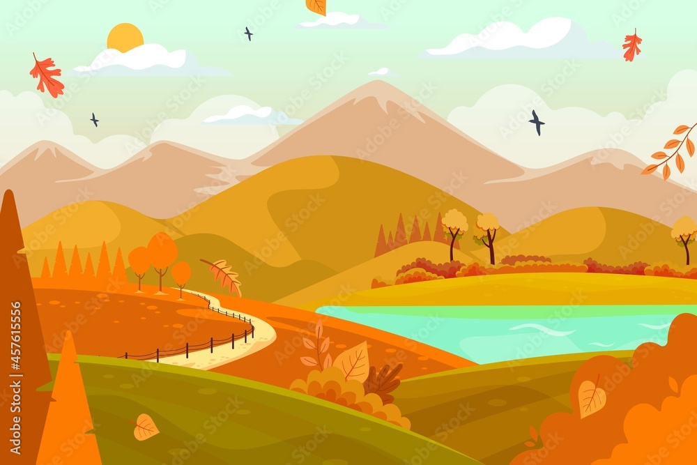 hand drawn autumn background vector design illustration