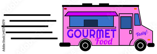 Gourmet food truck speeding to next location