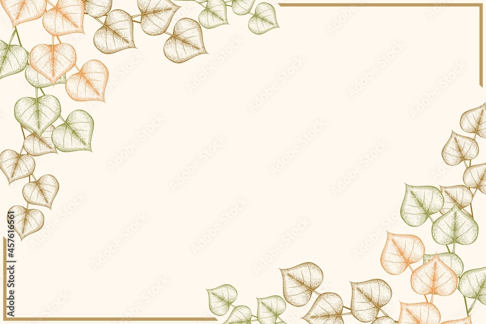 engraving hand drawn autumn leaves background vector design illustration