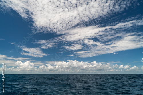 cloudscape over the ocean near Cancun  Mexico.