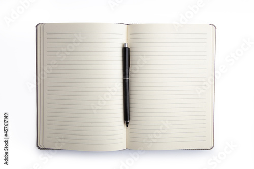 Blank book with lines and pencil