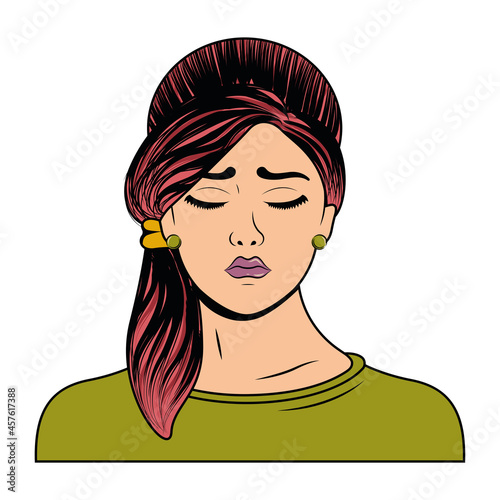Isolated pop art sad woman