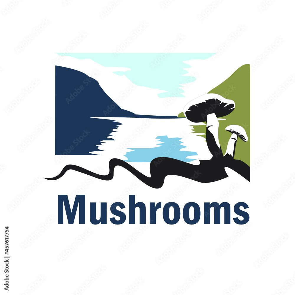 Illustration Vector Graphic of Mushroom and Mountain logo design Illustration Vector Graphic of Mushroom and Mountain logo design