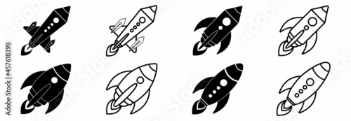 rocket icon set, rocket vector symbol illustrations © hartini