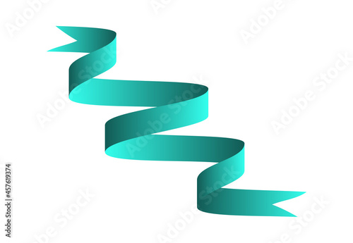 Green colorful curved ribbon on white background. Vector Illustration. EPS10