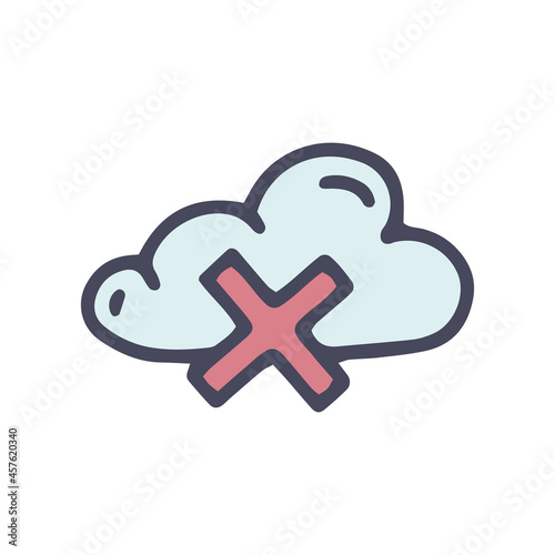 cloud disconnect color vector doodle simple icon