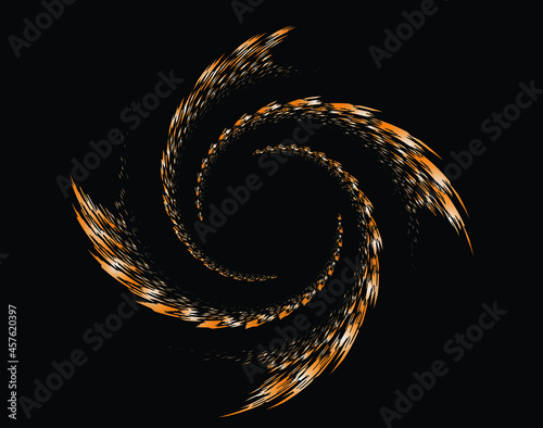 abstract black halftone dots.white halftone dots in vortex form. Geometric art. Trendy design element.Circular and radial lines volute, helix.Segmented circle with rotation