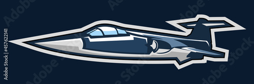 American cold war fighter plane vector illustration. simple aircraft logo, military equipment.