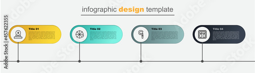 Set line Bathroom scales, Micrometer, Circle of pieces and Diameter. Business infographic template. Vector