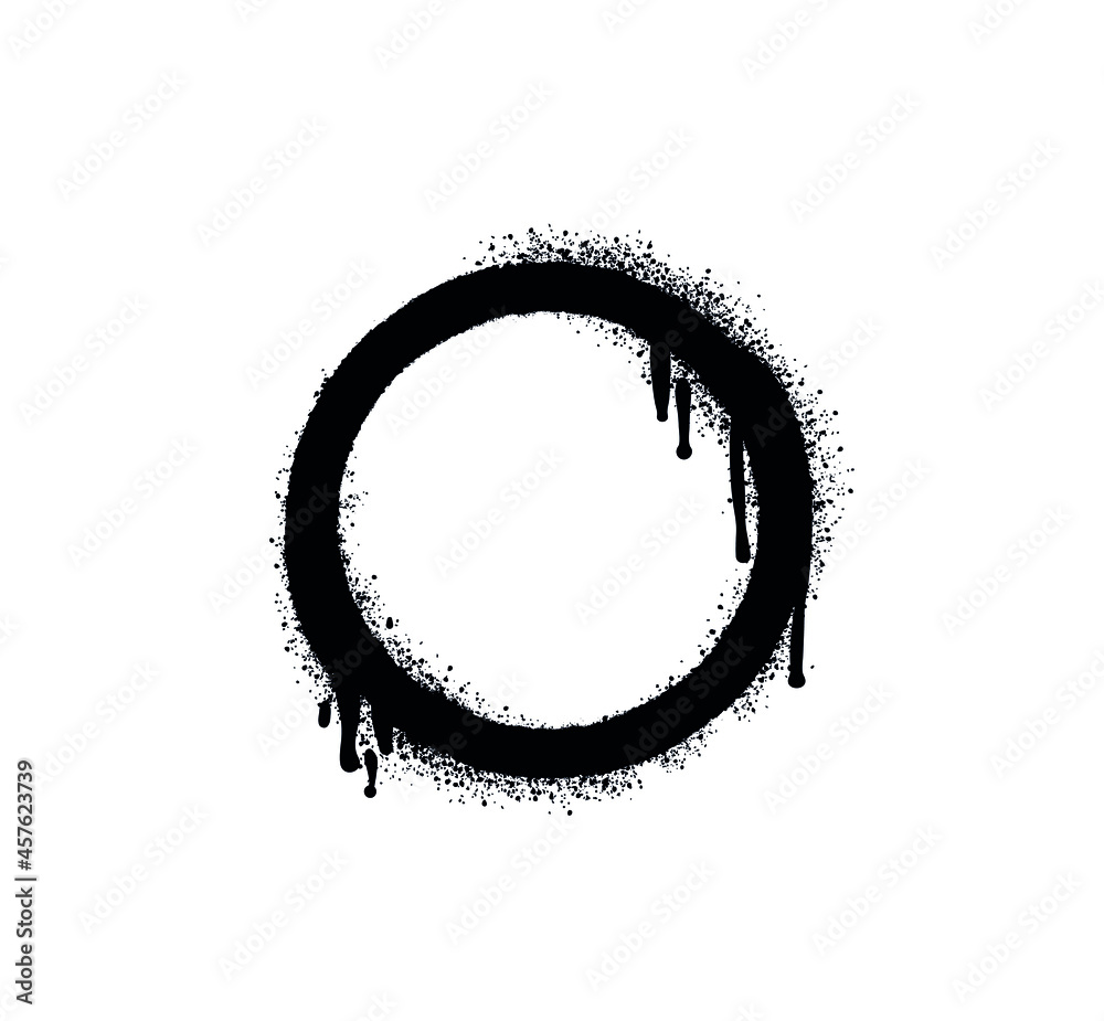 Graffiti Sprayed Circle Design Element in Black on White. Spray Paint Ring. Street style. Round Logo. Grunge Vector Illustration. Graffiti Sprayed Circle Design Element in Black on White. Spray Paint Ring. Street style. Round Logo. Grunge Vector Illustration.