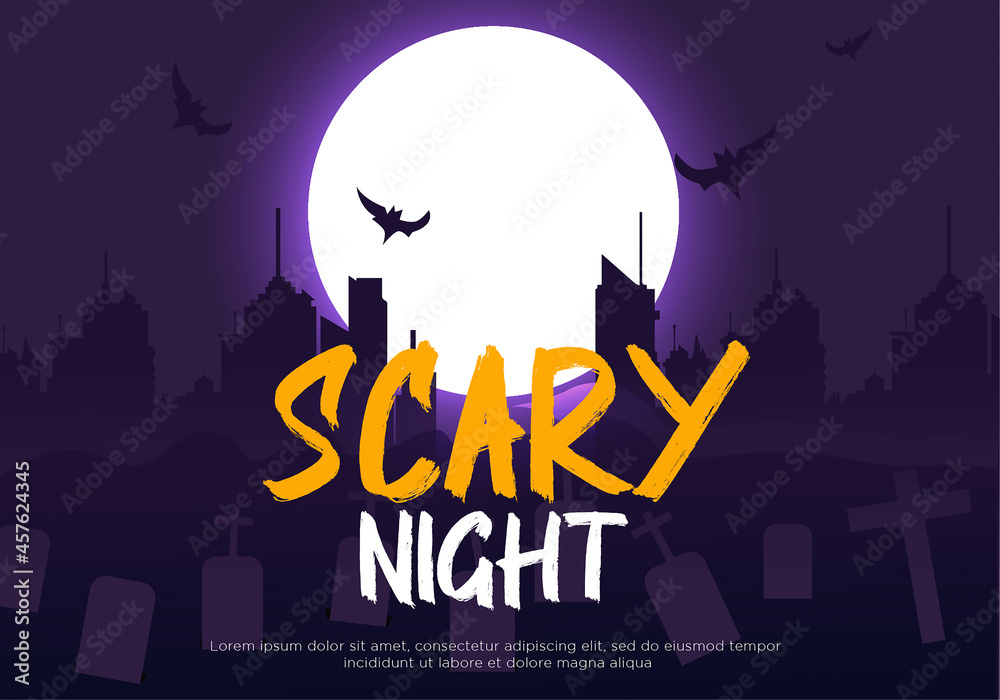 scary night halloween in town background vector