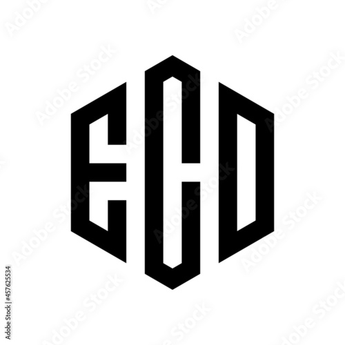 ECD Initial three letter logo hexagon