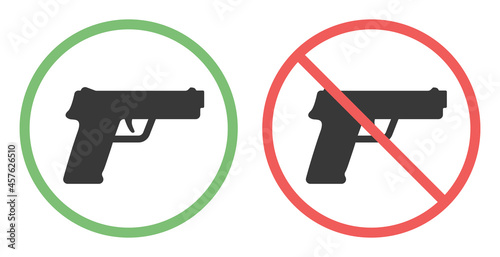 Weapon forbidden icon sign. Gun sign icon vector isolated on white background.