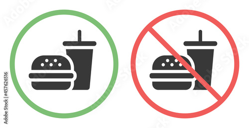 No food no drinks sign. Forbidden vector sign illustration