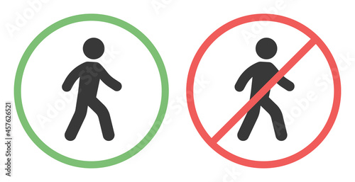No pedestrian access icon sign illustration. No trespassing vector icon.