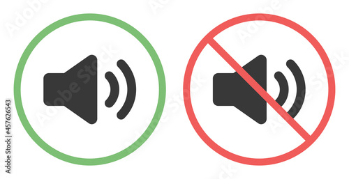 Sound icon. Mute and unmute icon sign isolated on white background.