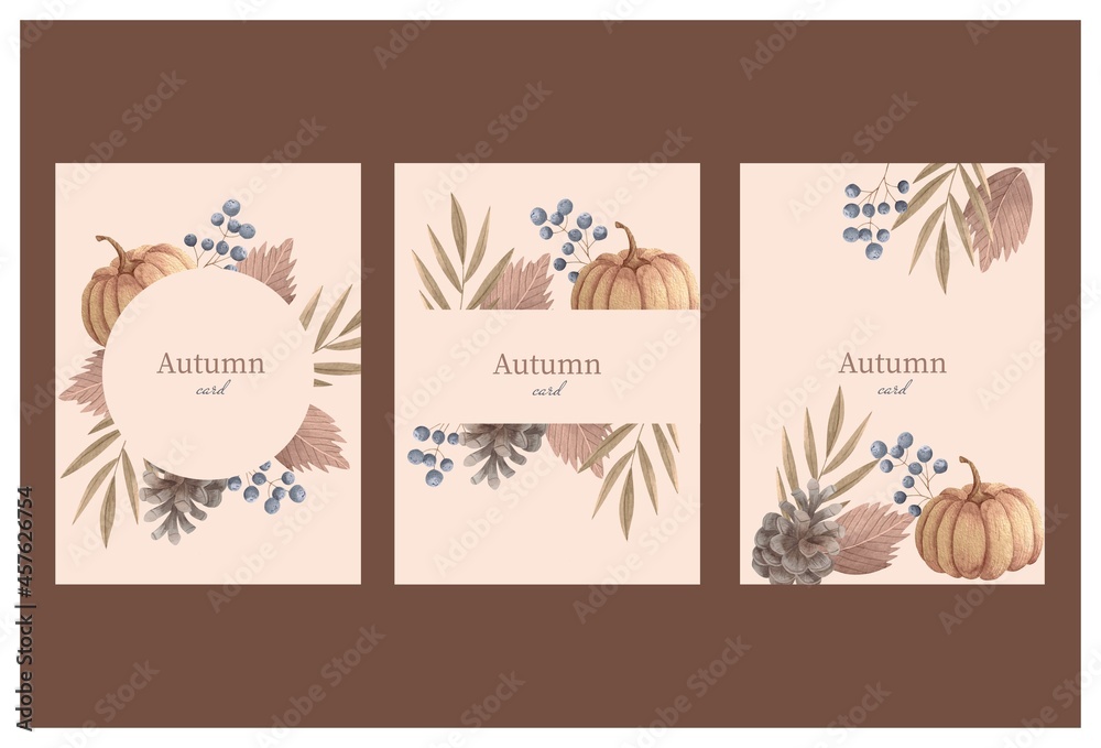 watercolor autumn cards collection vector design illustration