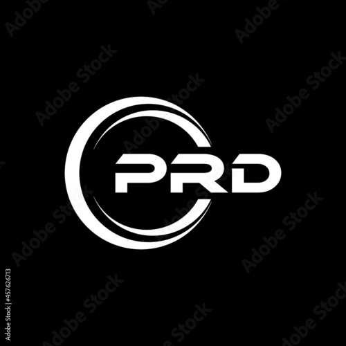 PRD letter logo design with black background in illustrator, vector logo modern alphabet font overlap style. calligraphy designs for logo, Poster, Invitation, etc.