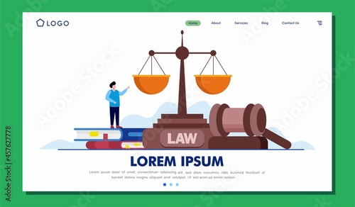 law firm and legal services concept, lawyer consultant, judgment, consulting, flat illustration vector banner