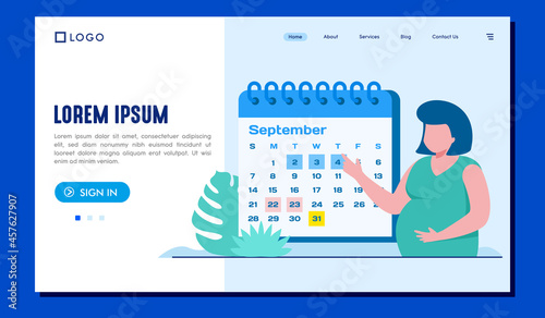 maternity schedule, pregnancy concept, consultation, health, motherhood, flat illustration vector banner